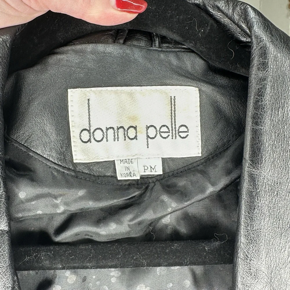Vintage Donna Pelle PM Black Leather Long Trench Coat Grunge Emu Mobwife Matrix - Picture 7 of 8